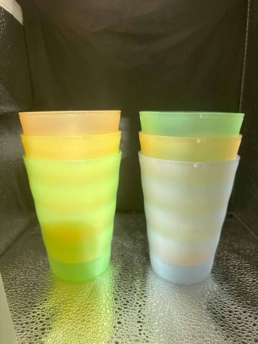 Tupperware Frosted Multicolor Drinking Cups - Yellow, Green, Blue
